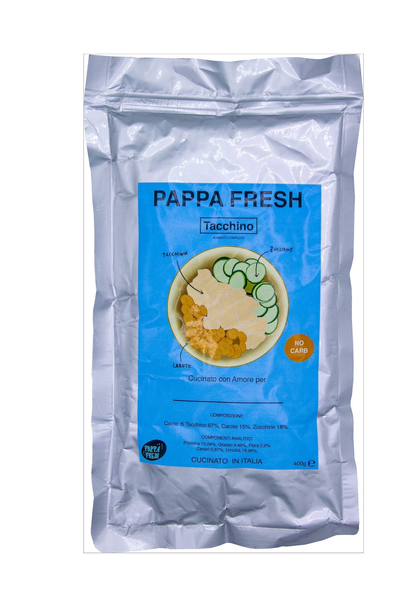 Busta di Pappa Fresh prodotta in Italia con il metodo della vasocottura